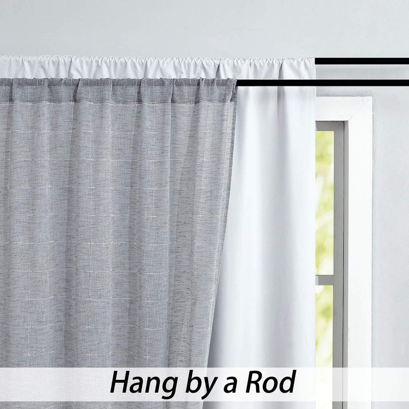 Central Park White Full Blackout Window Curtain Liner Panels Rod Pocket Bedroom Drape with 10 Hooks Microfiber Thermal Coating Energy Efficient Window Treatment Sets 2 Panels (W48 x L60 x2 inches, White) - Image 3